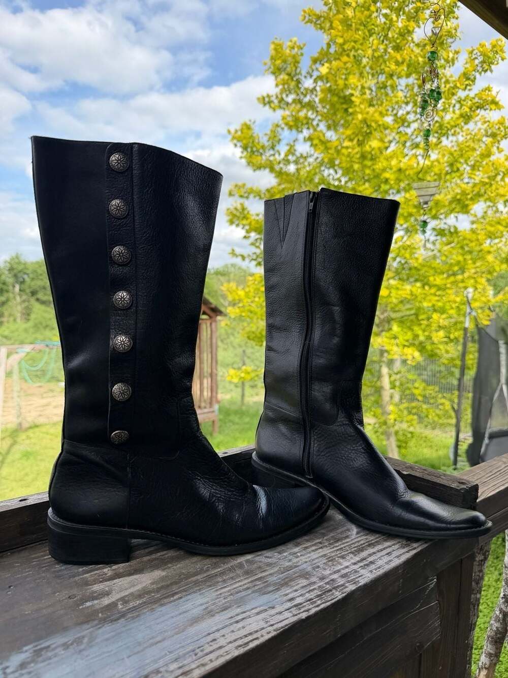 HD Black Leather Medallion Tall Boots